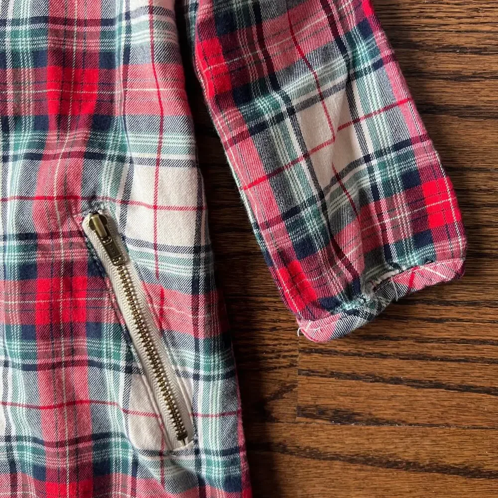 Baby Gap Toddler Girl's Lined 100% Cotton Holiday Plaid Zipper Dress Tunic -4